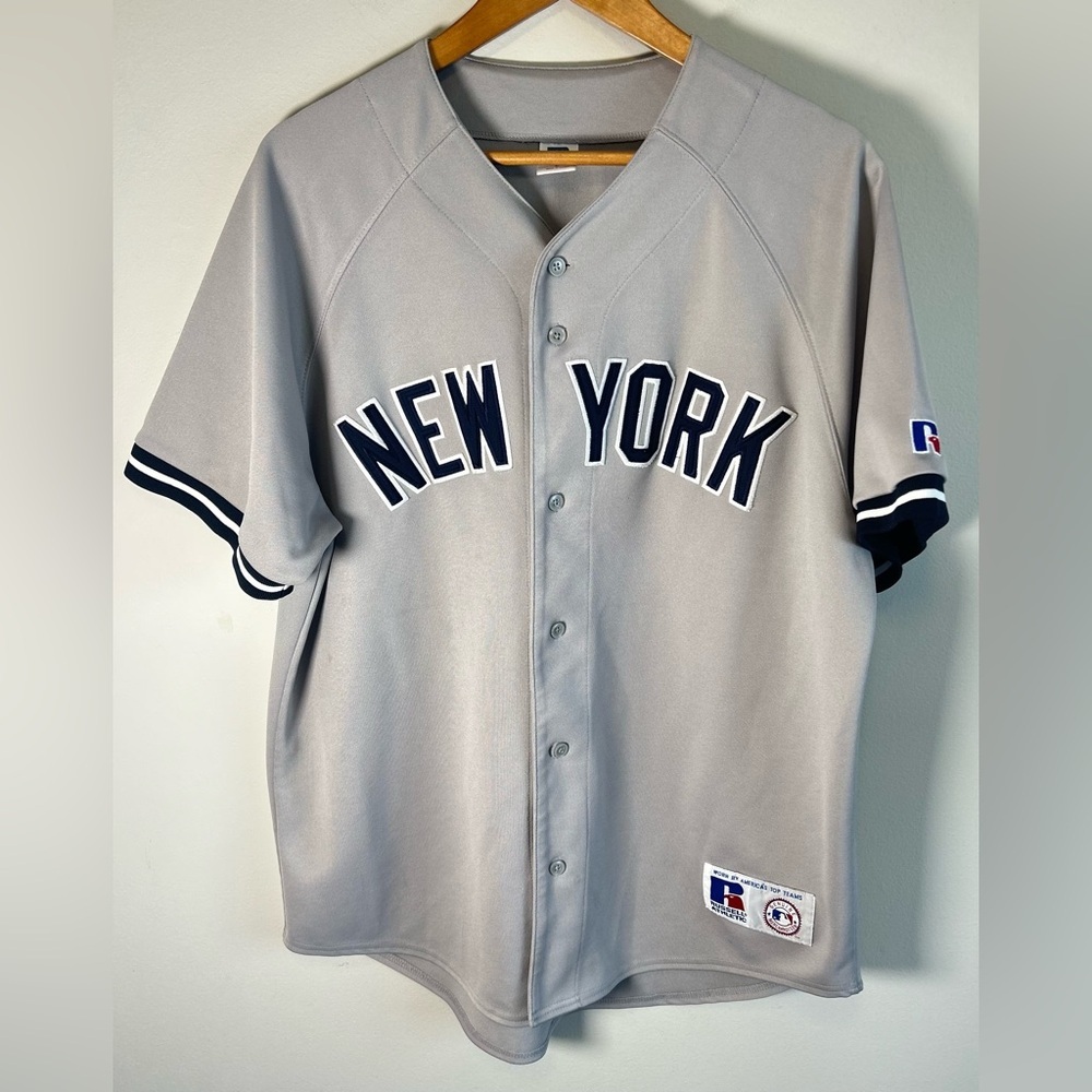 Vintage Russell Athletic MLB New York Yankees Jersey Mens Gray Size L